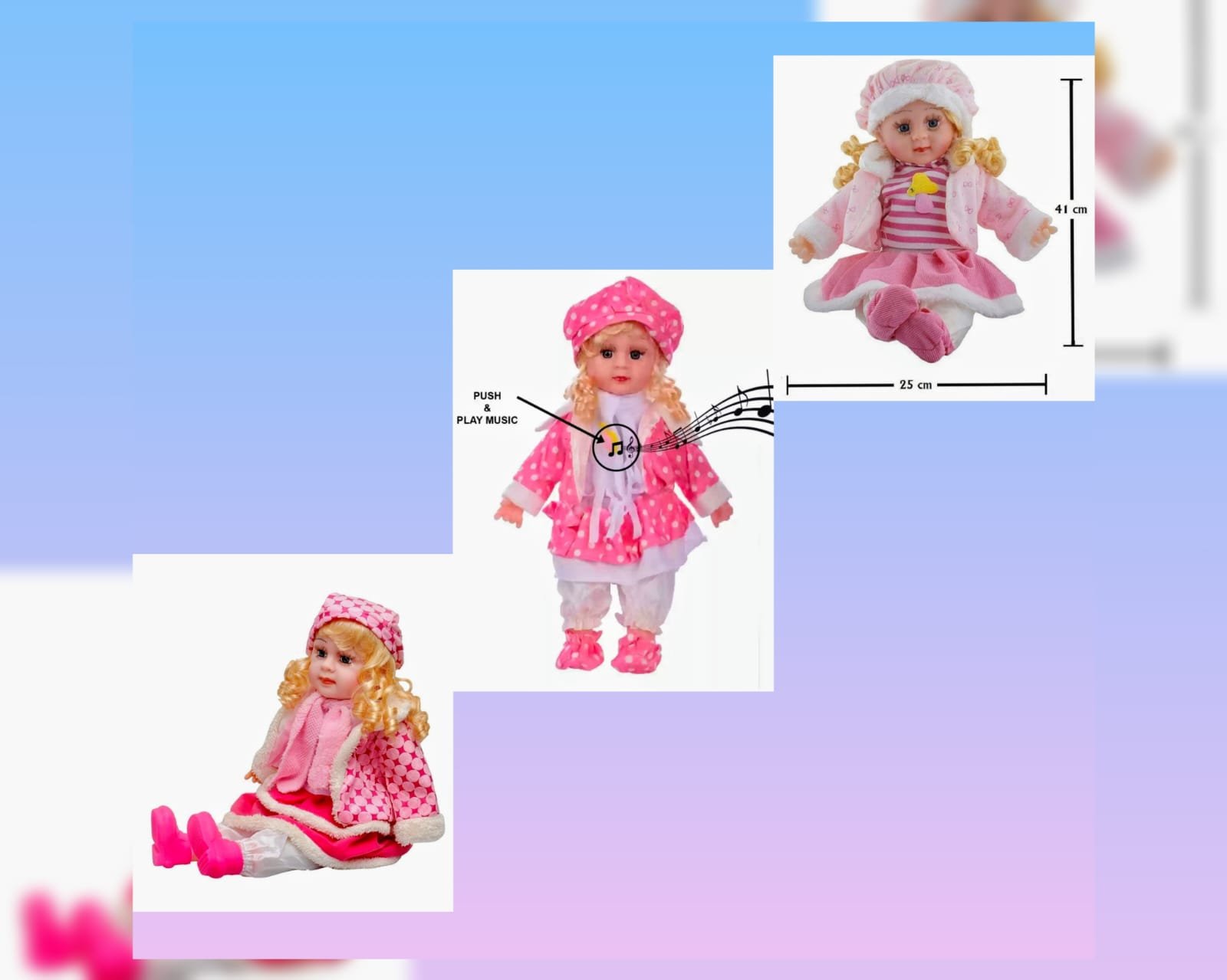 MUÑECA CON SONIDO HECHA A MANO / COLORES 370159