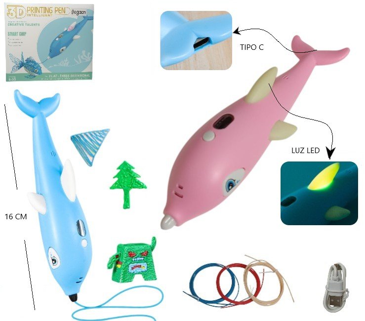 LAPIZ IMPRESORA 3D DELFIN RECARGABLE 8161