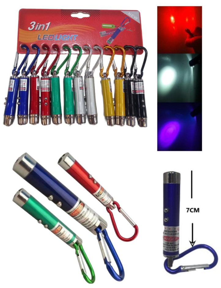 PUNTERO LASER 3 en 1 BLISTER x 12 UNIDADES 99044