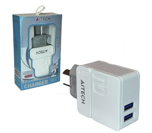 ADAPTADOR CARGADOR AITECH 5.8A 2 USB AICP120502
