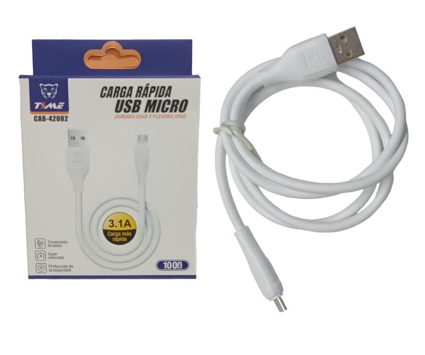 CAB-42006 CABLE DATOS USB V8 TIME 3.1A BLANCO CAB-42002