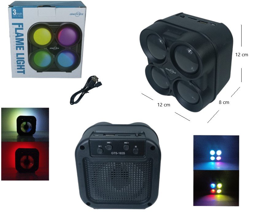 PARLANTE 3PLG C/ LUZ BLUETOOTH/FM/MP GTS-1835