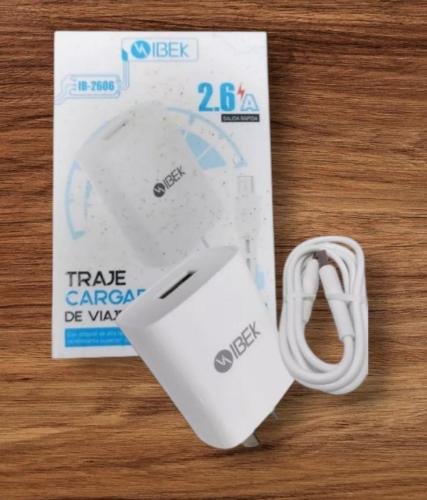 CARGADOR IBEK 2.6A MICRO-V8 CABLE DESMONTABLE IB-2606