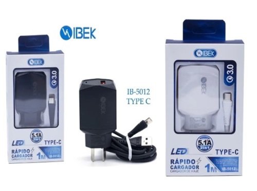 CARGADOR IBEK TIPO C POWER QUICK CHARGE 3.0 TURBO IB-5012