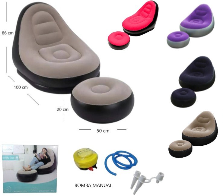 SOFA INFLABLE PUFF CON REPOSAPIES ISF-160905