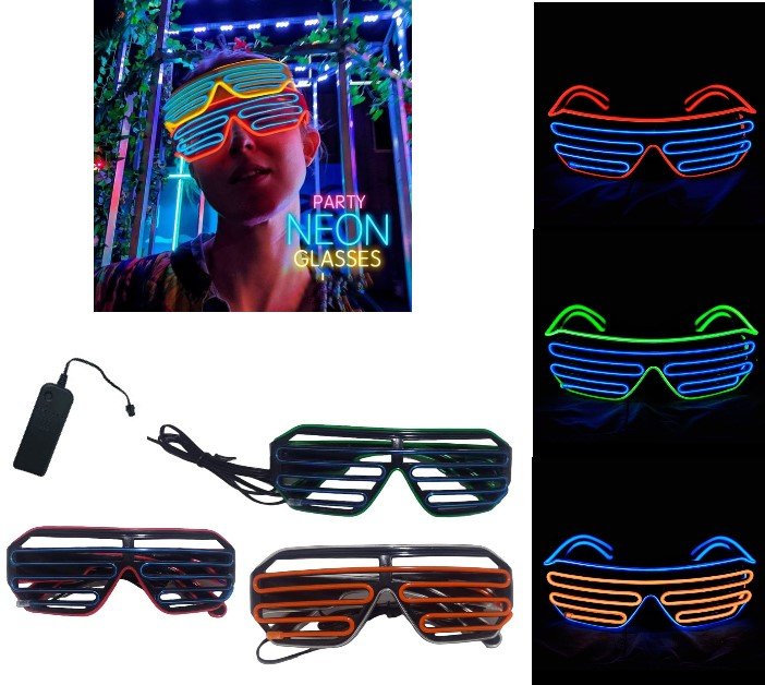 ANTEOJOS DE NEON CRISTAL A PILA KK11