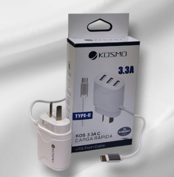 CARGADOR KOSMO 3.3A TIPO C + 3 PUERTOS USB KOS-33TC