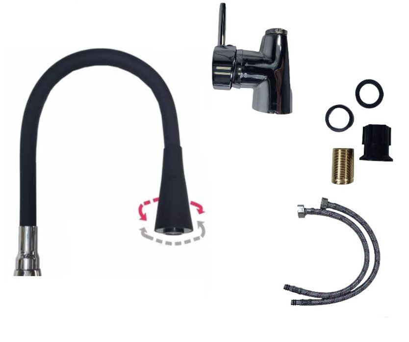 CANILLA FLEXIBLE NEGRA ORYX 302A MLT30102