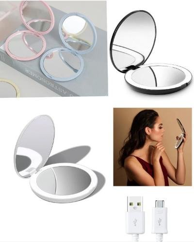 ESPEJO DE CARTERA CON LUZ RECARGABLE MS-90