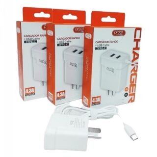 CARGADOR PRO21 4.3A PD-USB CABLE TIPO C MS-99P
