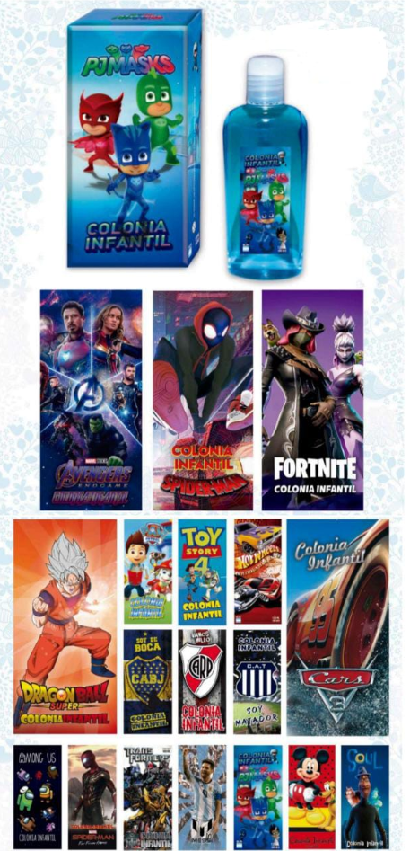 PERFUME d/TOCADOR PARA NIÑOS DE PERSONAJES 120cc PERF-NIÑO