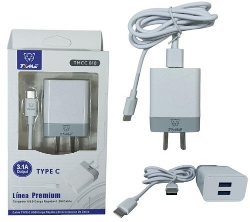 CARGADOR TIME 3.1 TIPO C 2USB TMCC818