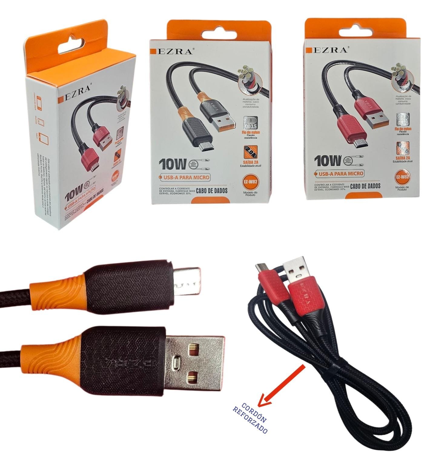 CABLE EZRA DE 2A USB-V8 DE 10W REFORZADO W82