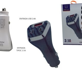 CARGADOR DE AUTO CARGA RAPIDA 3.1 A CAR-53004