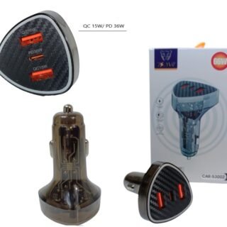 CARGADOR DE AUTO TRANSPARENTE CARGA RAPIDA PD 66W          CAR-53002