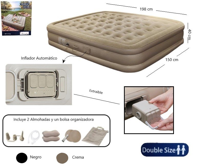 COLCHON INFLABLE CON INFLADOR AUTOMATICO 5min. ICO-160913