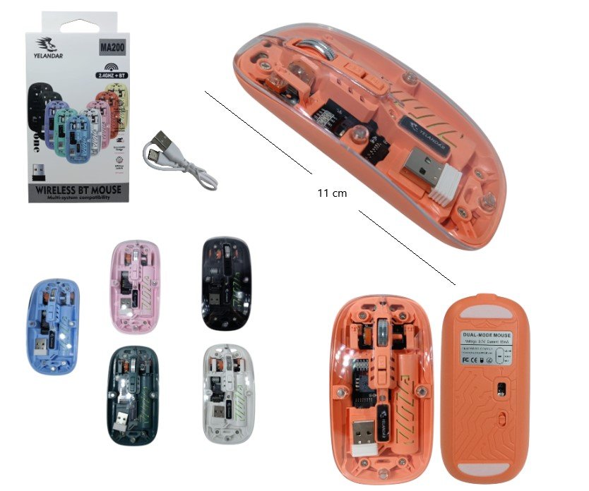 MOUSE INALAMBRICO TRANSPARENTE MA200
