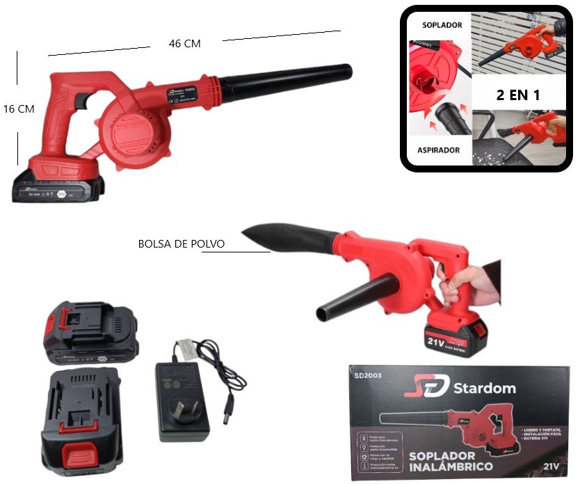 SOPLADOR DE AIRE PORTATIL 21V SD2003