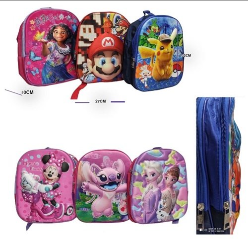 MOCHILA INFANTIL 2 CIERRES 3D PERSONAJES VARIOS 387