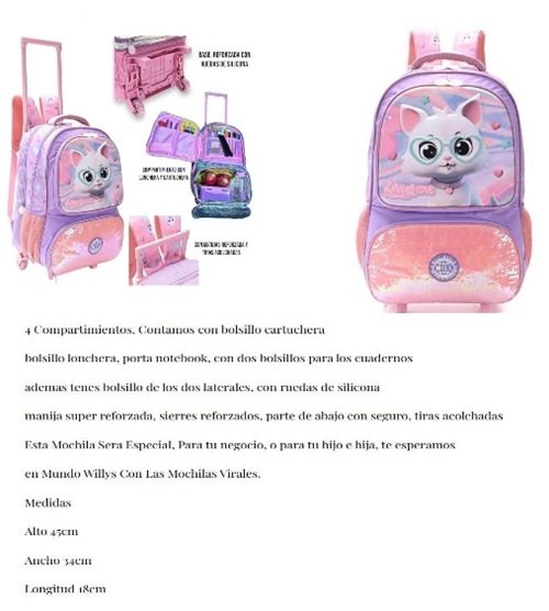 MOCHILA CON CARRITO 45 CM REFORZADA M-38272