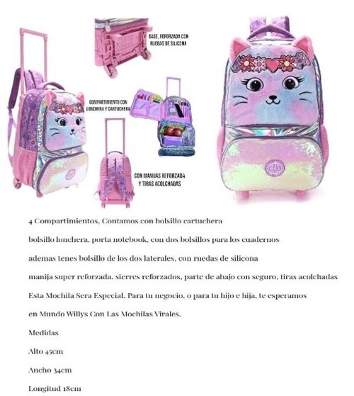 MOCHILA CON CARRITO 45 CM REFORZADA M-38273