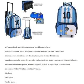 MOCHILA CARRITO 45 CM MESSI REFORZADA M-38274