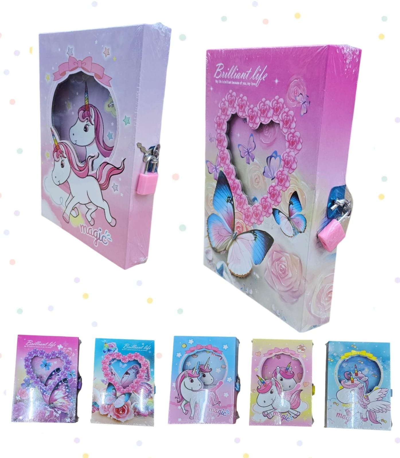 DIARIO INFANTIL con CANDADO unicornio,mariposa 99298