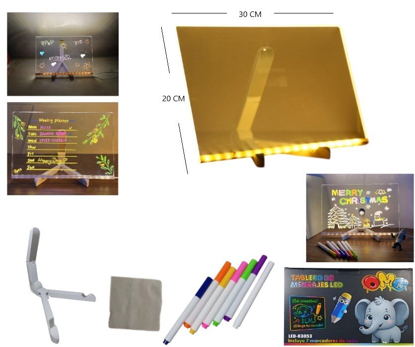 LED-83053 PIZARRA LED MARCADORES 7 COLORES 20X30CM LED-83039