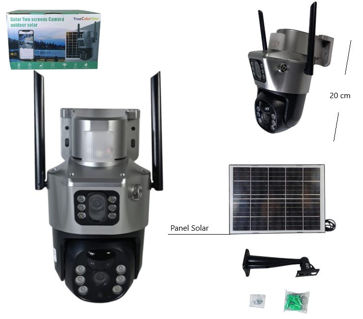 CAMARA IP SMART C/PANEL SOLAR IP66 360° BAJO TECH F-607