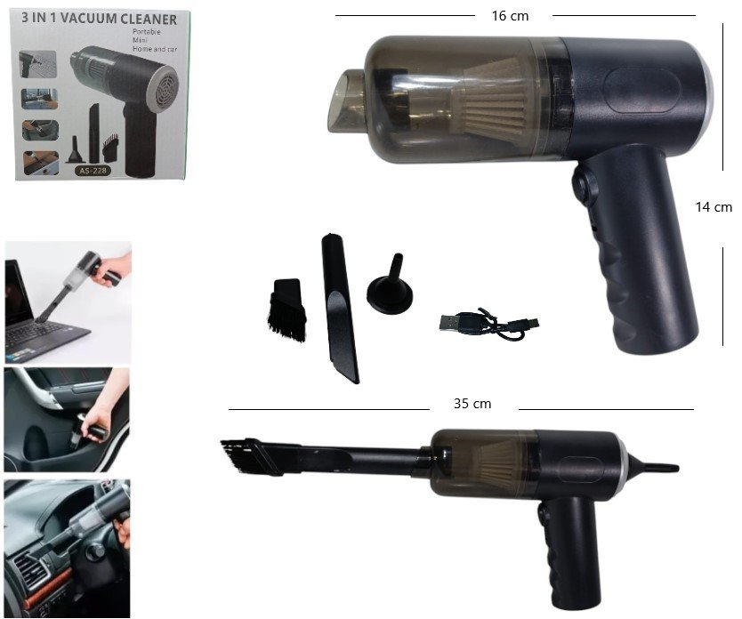 MELECH-297 MINI ASPIRADORA PORTATIL USB 3 EN 1