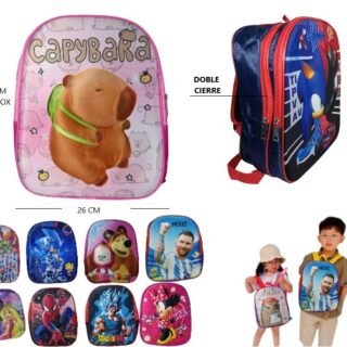 MOCHILA 3D DOBLE CIERRE PERSONAJES