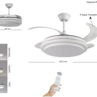 VENTILADOR LED TECHO BLANCO YNEGRO