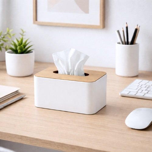 SOPORTE PARA PAÑUELOS TAPA DE BAMBU