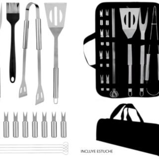 SET PARRILERO 16 PCS ACERO INOXIDABLE