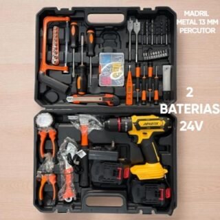 KIT DE TALADRO 13MM C/ PERCUTOR CON HERRAMIENTAS