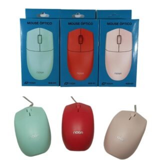 MOUSE C/CABLE NOGA SOLO VERDE-ROJO-ROSA