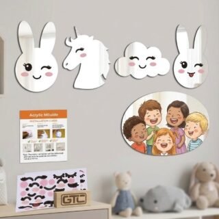 Espejo infantil decorativo con formas y stickers