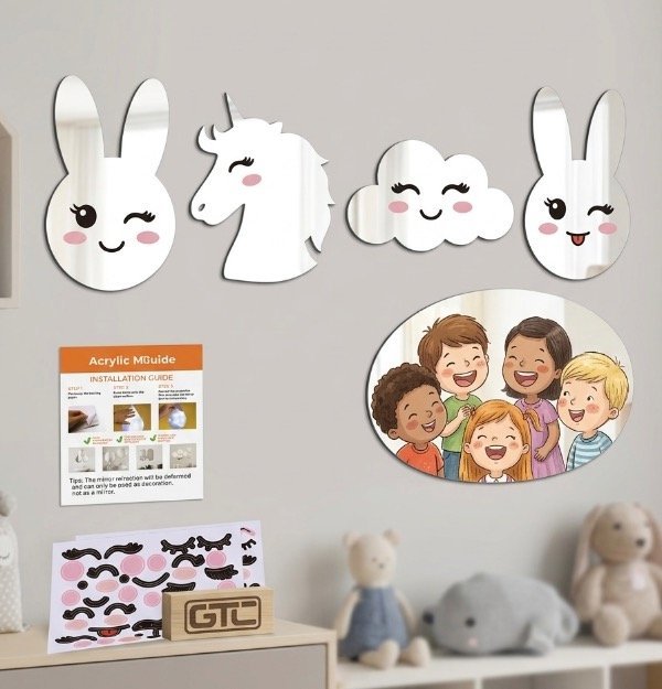 Espejo infantil decorativo con formas y stickers