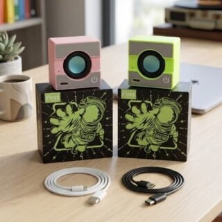 Mini parlantes Bluetooth x1 (color rosa y verde)