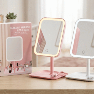 Espejo con luz led cálida/fría recargable usb
